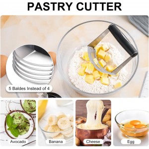 Pastry Cutter, Biscuit Cutter, Dough Scraper, Silicone Baking Mats, Stainless Steel Pastry Blender Set, Dough Cutter Biscuit Cutter Baking Pastry Mat Dough Blender Tools & Pastry Utensils (5 Pcs/Set)