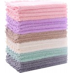 24 Pack Kitchen Dishcloths - Does Not Shed Fluff - Reusable Dish Towels, Dish cloths, Super Absorbent Coral Fleece Cleaning Cloths, Nonstick Oil Washable Fast Drying, 7 x 9 Inch (Multicolor)