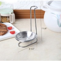Euro Standing Spoon Rest,Upright Utensil Holder, Spoon Rest Holder, with Removable Bottom for Countertop Cooking Utensil & Tong Organization, Silver