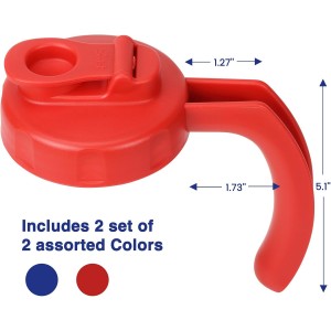 2 Pack Wide Mouth Mason Jar Lids with Handle, Airtight & Leak-proof Seal, Easy Pouring Spout, Turns your Mason Jar into Pitcher, Silicone Seal Gasket, Jars not included