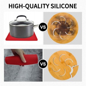 Silicone Trivets for Hot Pots and Pans, 4PCS Flexible Multipurpose Hot Pads Pot Holders, Heat Resistant Trivet Mats for Hot Dishes, Soft Non-Slip Silicone Mat for Kitchen Counter(Red)