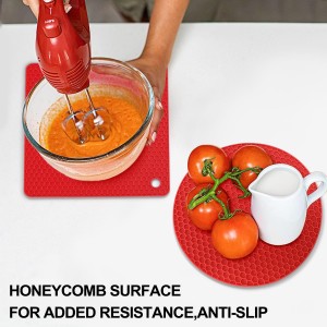 Silicone Trivets for Hot Pots and Pans, 4PCS Flexible Multipurpose Hot Pads Pot Holders, Heat Resistant Trivet Mats for Hot Dishes, Soft Non-Slip Silicone Mat for Kitchen Counter(Red)