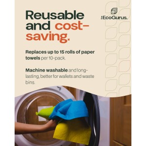 10 Pack Odour-Resistant Reusable Cleaning Cloths | Original Swedish Dishcloth | Made in Sweden | Suitable for All Surfaces | Biodegradable Cellulose Sponge | Kitchen & Bathroom | Multi-Coloured