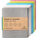 10 Pack Odour-Resistant Reusable Cleaning Cloths | Original Swedish Dishcloth | Made in Sweden | Suitable for All Surfaces | Biodegradable Cellulose Sponge | Kitchen & Bathroom | Multi-Coloured