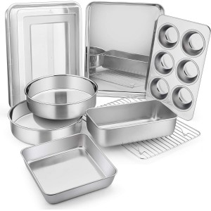 E-far Stainless Steel Baking Pan Set, 9-...