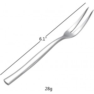 Stainelss Steel Two Prong Mini Meat Fork Fruit Tasting Forks, 6 Pieces