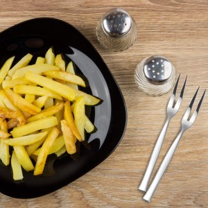 Stainelss Steel Two Prong Mini Meat Fork Fruit Tasting Forks, 6 Pieces