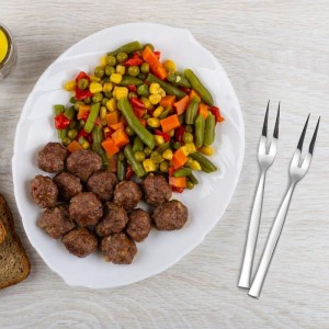 Stainelss Steel Two Prong Mini Meat Fork Fruit Tasting Forks, 6 Pieces