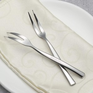 Stainelss Steel Two Prong Mini Meat Fork Fruit Tasting Forks, 6 Pieces