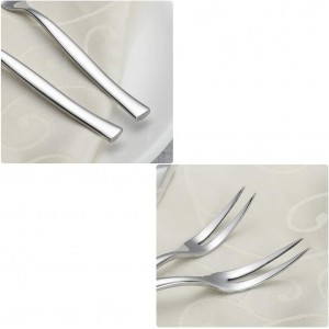 Stainelss Steel Two Prong Mini Meat Fork Fruit Tasting Forks, 6 Pieces