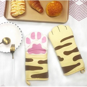 Oven Mitts Kitchen Cooking Baking Heat Resistant Cat Glove, 1 Pair Claw