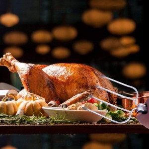 Stainless Steel Poultry Lifters Set of 2.Meat Fork, Roaster Poultry Fork, Carving Forks, Transfer Chicken or Ham Easily