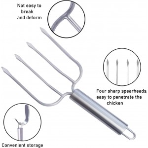 Stainless Steel Poultry Lifters Set of 2.Meat Fork, Roaster Poultry Fork, Carving Forks, Transfer Chicken or Ham Easily