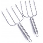 Stainless Steel Poultry Lifters Set of 2.Meat Fork, Roaster Poultry Fork, Carving Forks, Transfer Chicken or Ham Easily