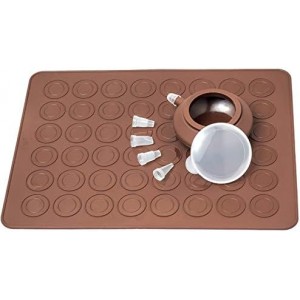 48 Hole Macarons Silicone Mat Baking Mold Silicone Macaron Kit Pastry Baking Mat and Decorating Piping Pot with 4pcs Nozzles