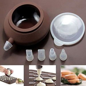 48 Hole Macarons Silicone Mat Baking Mold Silicone Macaron Kit Pastry Baking Mat and Decorating Piping Pot with 4pcs Nozzles