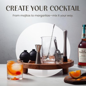 Mixology & Craft Cocktail Set - 8-Piece Bartender Kit with Mixing Glass Set, Japanese Jigger, Spoon, Muddler, and Strainer - Perfect for Old Fashioned Cocktails and Home Bars