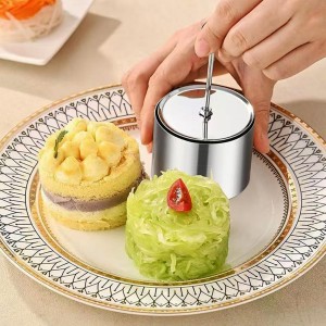 Set of 3 - Round Stainless Steel Cake Rings, Mousse Cake Ring Mold with Press Set