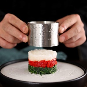 Set of 3 - Round Stainless Steel Cake Rings, Mousse Cake Ring Mold with Press Set