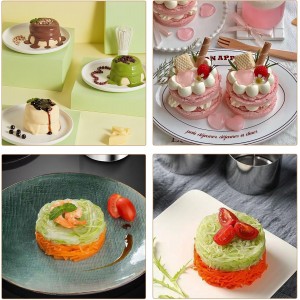 Set of 3 - Round Stainless Steel Cake Rings, Mousse Cake Ring Mold with Press Set