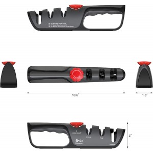 Cangshan 1026108 3-Stage Adjustable 14-24 Degree Professional Knife + Scissor Sharpener Black