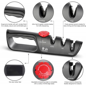 Cangshan 1026108 3-Stage Adjustable 14-24 Degree Professional Knife + Scissor Sharpener Black