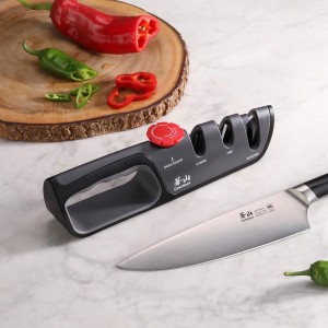 Cangshan 1026108 3-Stage Adjustable 14-24 Degree Professional Knife + Scissor Sharpener Black