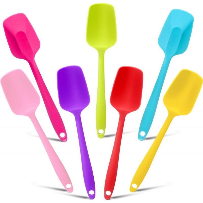 Patelai Silicone Spatulas, 7 Pieces 8.2 Inch Small Rubber Spoon Non Stick Kitchen Christmas Spatulas Heat Resistant Flexible Scrapers Baking Tool for Cooking, Mixing, Baking Tools