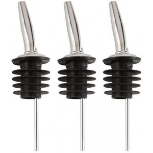 Bartender Gear Free Flow Pour Spouts Stainless Steel Liquor Wine Olive Oil Bottle Pourers with Dust Caps - Cork is 27mm [approx 1 inch] in diameter Fit Most Half Gallon & 1.75 Liter Liquor Bottles (3)