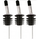 Bartender Gear Free Flow Pour Spouts Stainless Steel Liquor Wine Olive Oil Bottle Pourers with Dust Caps - Cork is 27mm [approx 1 inch] in diameter Fit Most Half Gallon & 1.75 Liter Liquor Bottles (3)