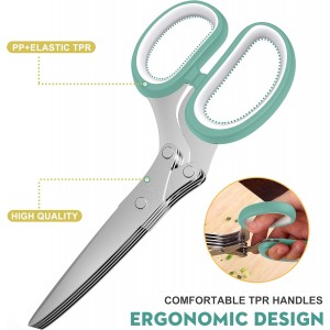 Fun Unique Kitchen Gadgets: Herb Scissors Set - Updated 2026 Cool Kitchen Tools for Cutting Fresh Garden Herbs - Sharp 5-Blade Shears with Cover, Anti-Rust Stainless Steel, Dishwasher Safe (Blue)