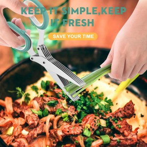 Fun Unique Kitchen Gadgets: Herb Scissors Set - Updated 2026 Cool Kitchen Tools for Cutting Fresh Garden Herbs - Sharp 5-Blade Shears with Cover, Anti-Rust Stainless Steel, Dishwasher Safe (Blue)