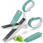 Fun Unique Kitchen Gadgets: Herb Scissors Set - Updated 2026 Cool Kitchen Tools for Cutting Fresh Garden Herbs - Sharp 5-Blade Shears with Cover, Anti-Rust Stainless Steel, Dishwasher Safe (Blue)