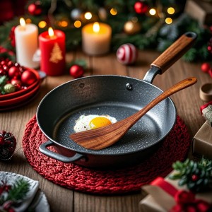 Wooden Spatula Nonstick Turner Acacia Wood, Right Long Handle Flat Frying Spatulas Handmade for Mother Wife Grandma Her Kitchen Gift, Ideal Cookware Utensils for Cooking Eggs, Fish, Pancakes