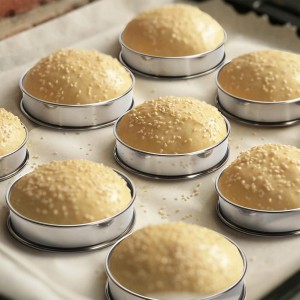 FANGSUN 4 Inch English Muffin Rings, Stainless Steel Crumpet Rings, Tart Rings for Baking, Double Rolled Nonstick Round Cake Ring, Metal Pastry Ring Mold for Dessert Food Making Tool