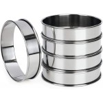 FANGSUN 4 Inch English Muffin Rings, Stainless Steel Crumpet Rings, Tart Rings for Baking, Double Rolled Nonstick Round Cake Ring, Metal Pastry Ring Mold for Dessert Food Making Tool