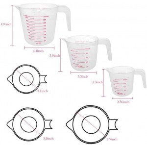 Plastic Measuring Cup Set,3Pcs BPA Free Plastic Clear Heat-resistant with Angled Grip and Spout Stackable Liquid Measuring Cup for Kitchen Use