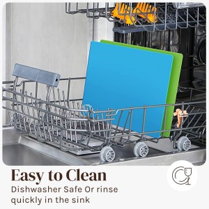 Cooler Kitchen Wooden Cutting Boards for Kitchen with 6 Flexible Plastic Mats - Meal Prep and Serving, Easy Clean Bamboo Cutting Board and Dishwasher Safe Plastic - Large Wood Cutting Board Set