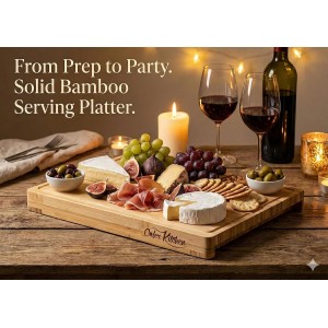 Cooler Kitchen Wooden Cutting Boards for Kitchen with 6 Flexible Plastic Mats - Meal Prep and Serving, Easy Clean Bamboo Cutting Board and Dishwasher Safe Plastic - Large Wood Cutting Board Set