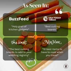 Cooler Kitchen Wooden Cutting Boards for Kitchen with 6 Flexible Plastic Mats - Meal Prep and Serving, Easy Clean Bamboo Cutting Board and Dishwasher Safe Plastic - Large Wood Cutting Board Set