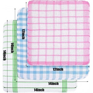 Patelai 12 Pcs Kitchen Dish Cloths for Washing Dishes Absorbent Dish Rags Cleaning Reusable Towels for Scrubbing Wipe Glass Summer Home Household Supplies(Bright Color,13.8'' X 13.8'', 11.8 x 11.8'')