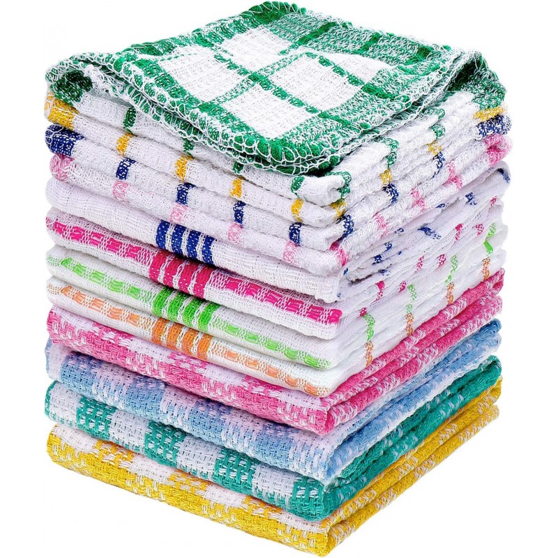 Patelai 12 Pcs Kitchen Dish Cloths for Washing Dishes Absorbent Dish Rags Cleaning Reusable Towels for Scrubbing Wipe Glass Summer Home Household Supplies(Bright Color,13.8'' X 13.8'', 11.8 x 11.8'')