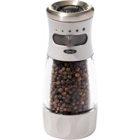 OXO Good Grips Contoured Mess-Free Pepper Grinder, Adjustable Ceramic Grinder with Five Settings, Black Pepper Mill for Home and Kitchen, Spice Tool and Kitchen Gadget