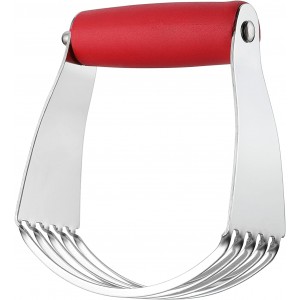Spring Chef Dough Blender, Top Professional Pastry Cutter, Heavy Duty Baking Tool with Stainless Steel Blades, Medium Size, Red