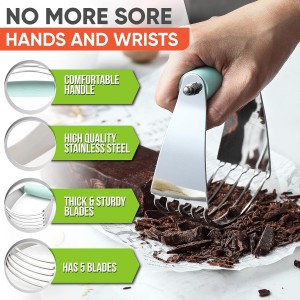 Spring Chef Medium Dough Blender - Stainless Steel Pastry Cutter Tool For Baking w/Thick Sharp Blades - Butter & Dough Cutter - Pastry Blender for Easy Mixing - Dishwasher Safe Kitchen Gadgets - Mint