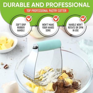 Spring Chef Medium Dough Blender - Stainless Steel Pastry Cutter Tool For Baking w/Thick Sharp Blades - Butter & Dough Cutter - Pastry Blender for Easy Mixing - Dishwasher Safe Kitchen Gadgets - Mint
