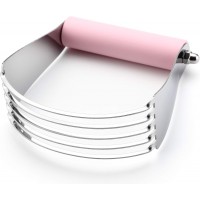 Spring Chef Large Dough Blender For Baking, Professional Dough Cutter Tool, Stainless Steel Puff Pastry Cutter Tool, Dishwasher Safe Pastry Blender for Easy Mixing - Pink Lemonade