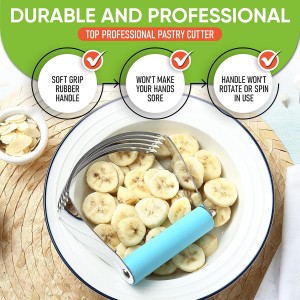 Spring Chef Large Dough Blender For Baking, Dishwasher Safe Dough Cutter Tool, Stainless Steel Pastry Cutter Tool with Sharp Blades, Manual Pastry Blender for Easy Mixing - Aqua Sky