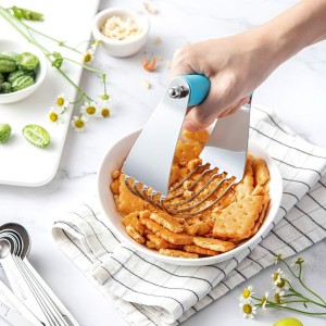 Spring Chef Large Dough Blender For Baking, Dishwasher Safe Dough Cutter Tool, Stainless Steel Pastry Cutter Tool with Sharp Blades, Manual Pastry Blender for Easy Mixing - Aqua Sky