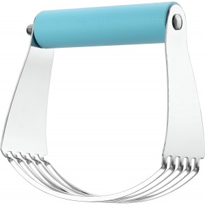 Spring Chef Large Dough Blender For Baking, Dishwasher Safe Dough Cutter Tool, Stainless Steel Pastry Cutter Tool with Sharp Blades, Manual Pastry Blender for Easy Mixing - Aqua Sky
